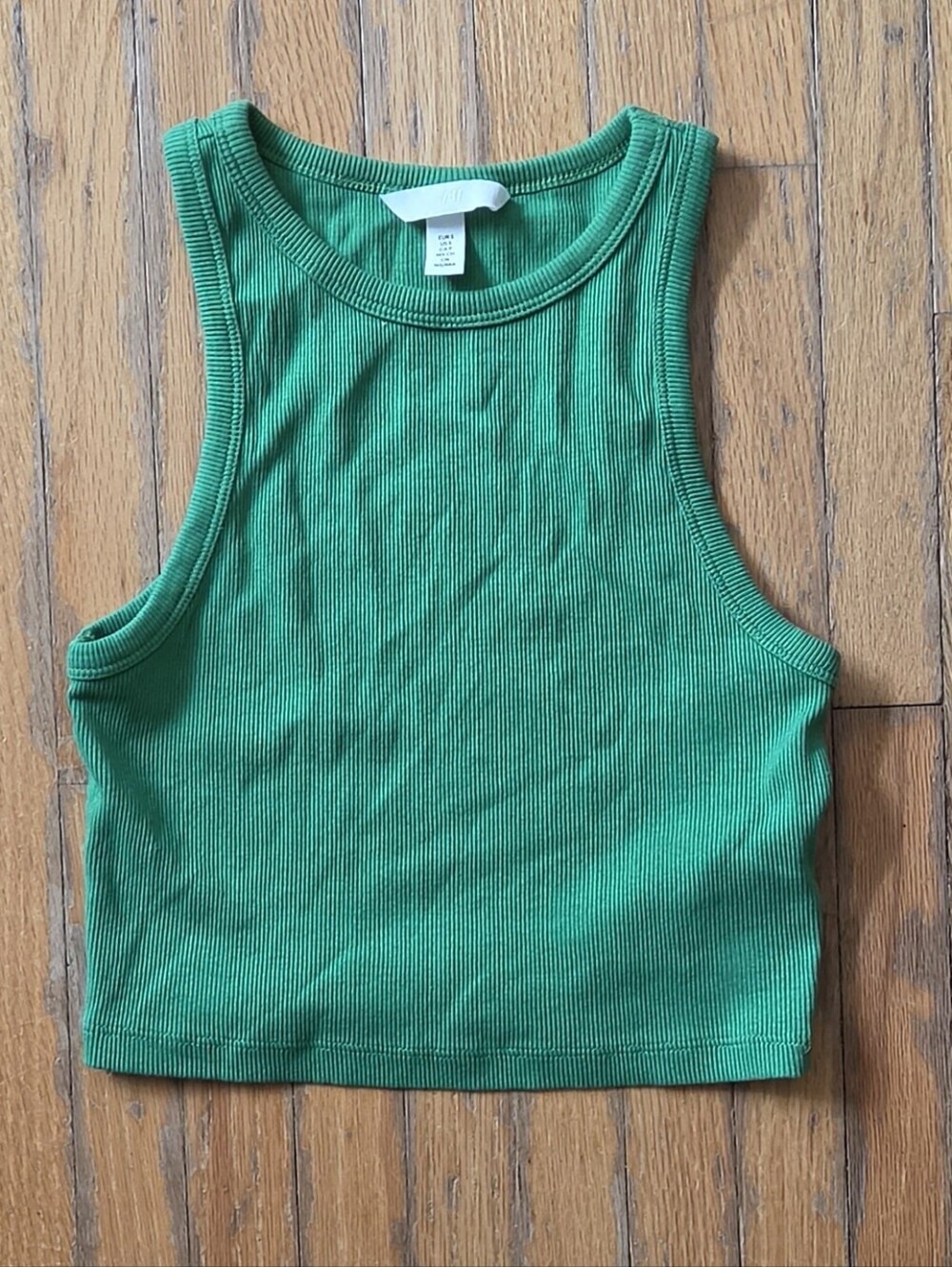 H&M Ribbed Green Cropped Tank S